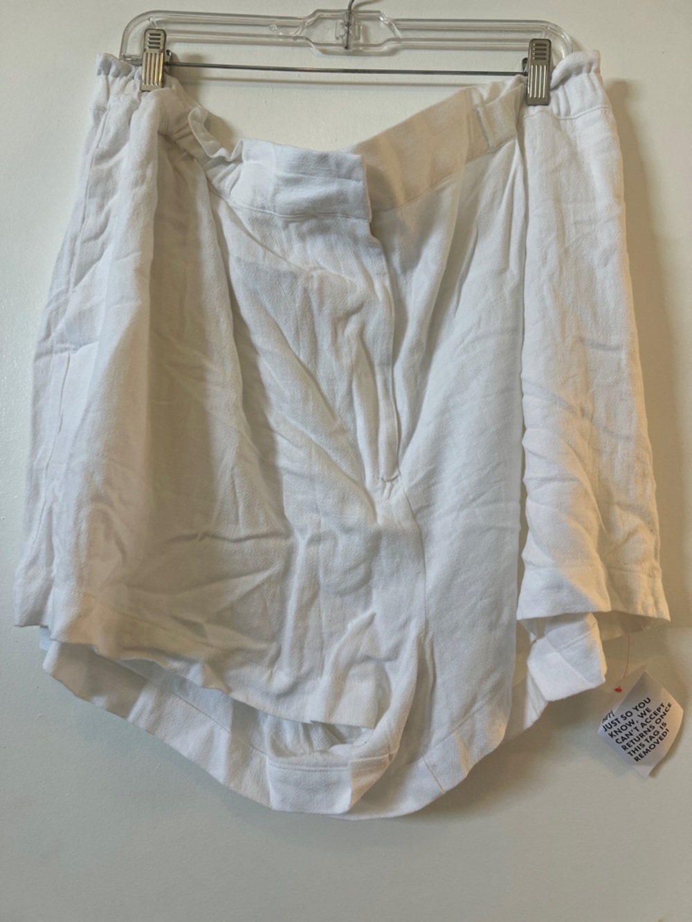 White Linen-Look High-Waist Shorts